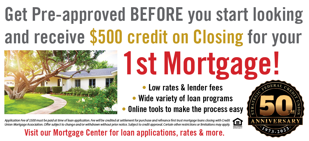 Get pre-approved for a mortgage and receive $500 credit on closing